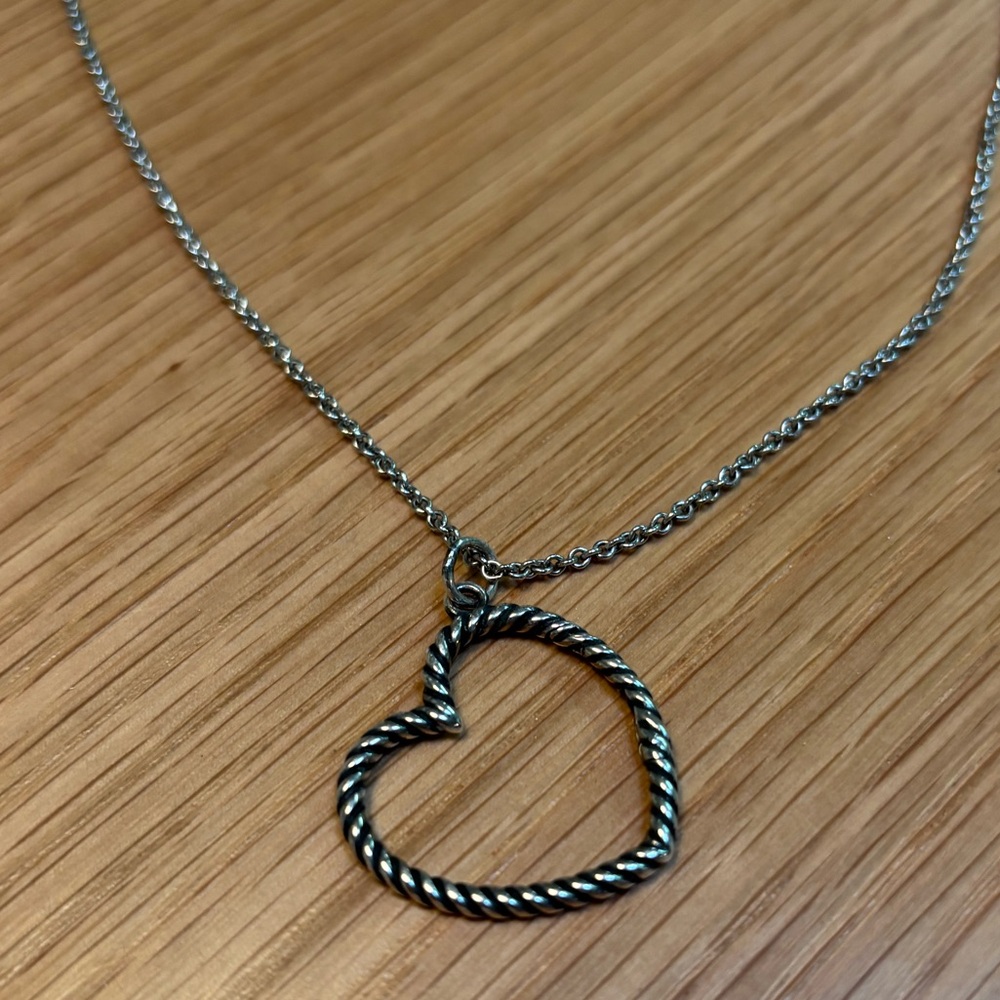 James Avery Sterling Silver Twisted Rope Open Heart Necklace 925